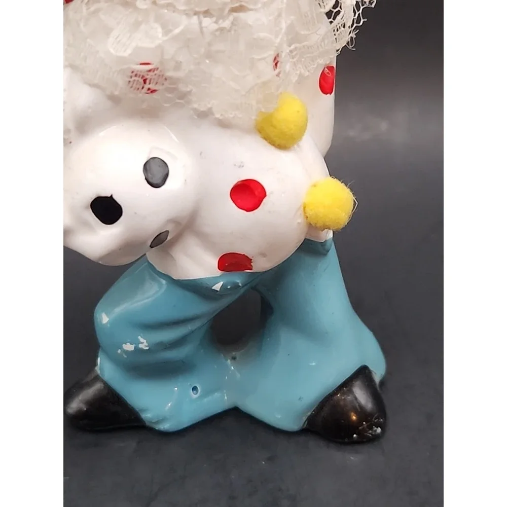 Vintage Porcelain Circus Soccer Clown Decorative Hair & Felt Hat 4.75